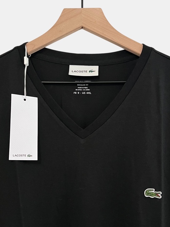 Lacoste Other - Lacoste Men's V-Neck T-Shirt 4XL Regular Fit Pima Cotton NWT Black Retail $60